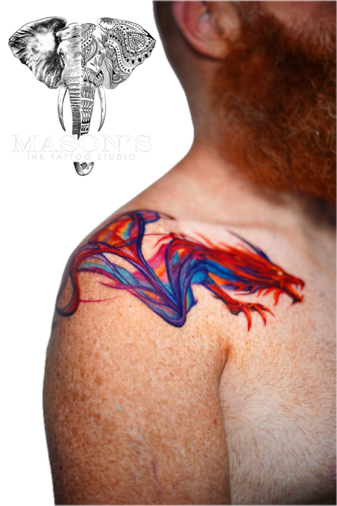 Abstract Color Dragon Tattoo Design