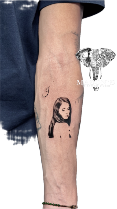 Blackwork Woman Portrait Tattoo Design