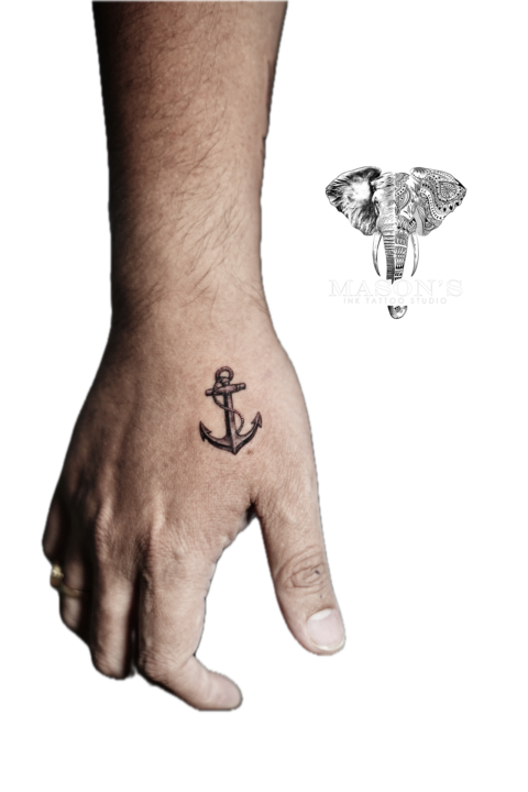 Black and Grey Realism Ship Anchor Tattoo Design