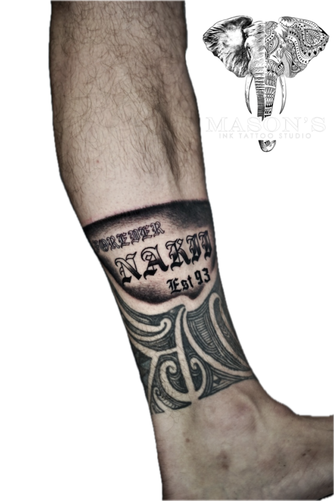 Black and Grey Script Tattoo Design