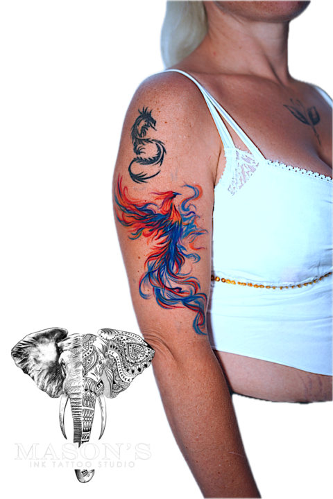 Color Phoenix Tattoo Design