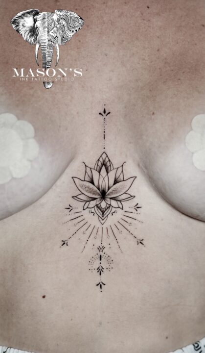 Fine Line Flower Ornament Tattoo Design