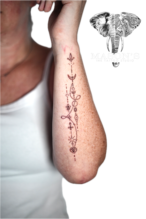 Fine Line Ornamental Tattoo Design