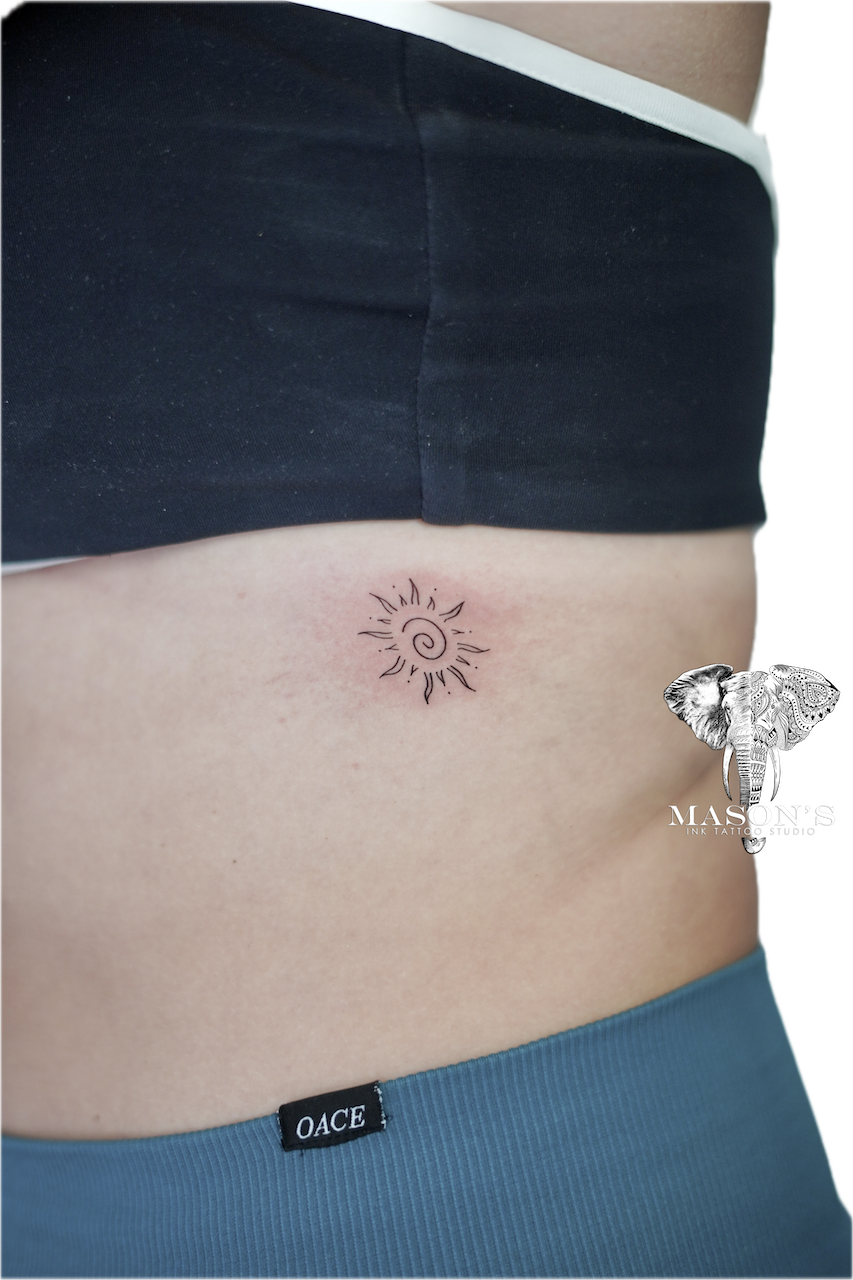 Fine Line Sun Tattoo Design