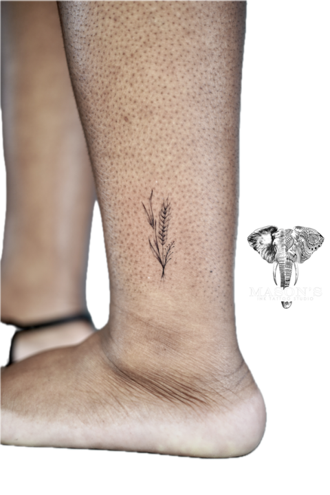Fine Line Tattoo Style Wheat Floral