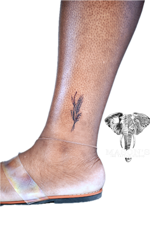 Fine Line Wheat Floral Tattoo Design