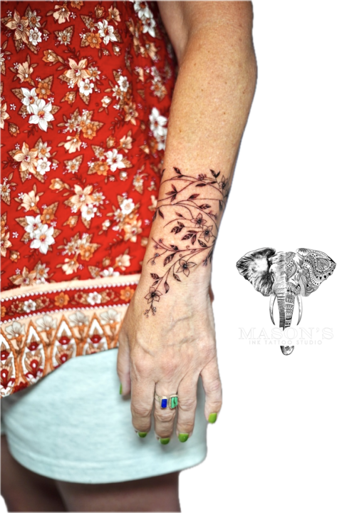 Fineline Floral Tattoo Design