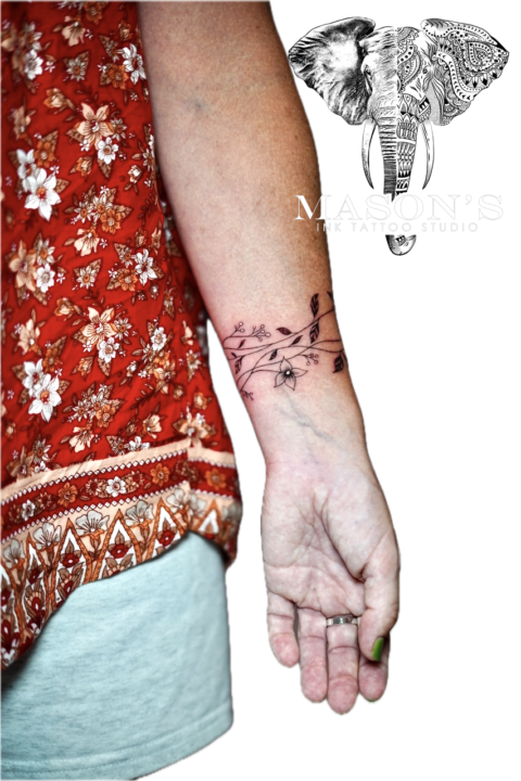 Fineline Floral Tattoo Design