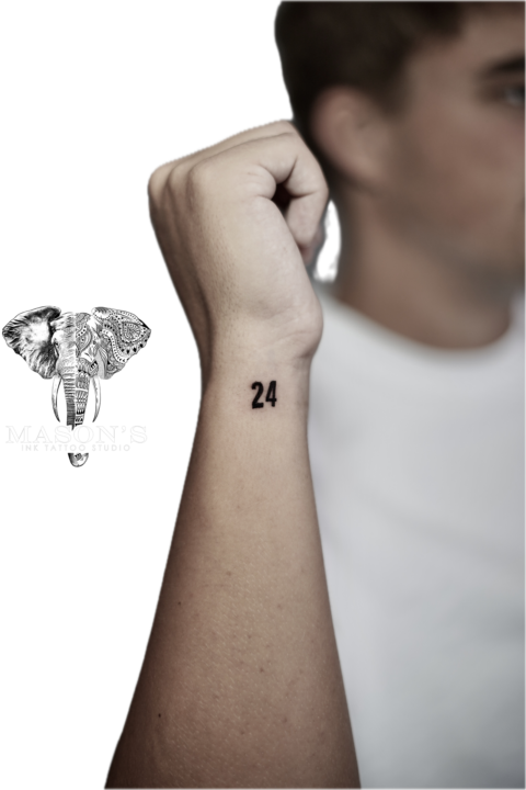 Fineline Script 24 Number Tattoo Design