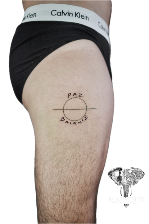 Fineline Script Paz Balance Tattoo Design
