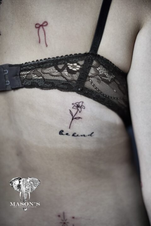 Fine Line Flower Tattoo Design