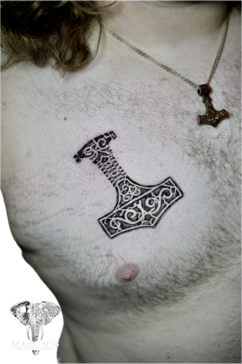 Mjolnir Mythology Tattoo Design