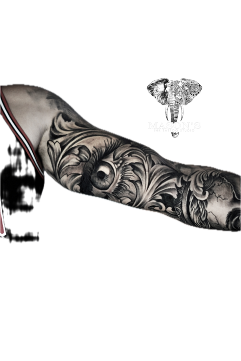Black and Grey Realism Eye Tattoo Design