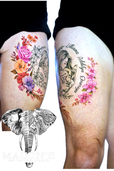 Realism Color Floral Tattoo Design