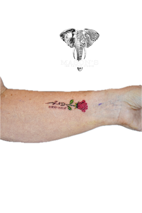 Realism Rose and Script Tattoo Design