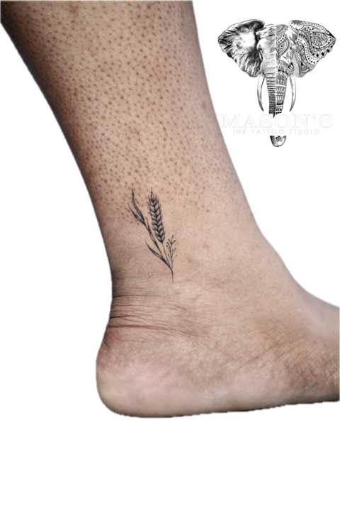 Fine Line Tattoo Style Wheat Floral