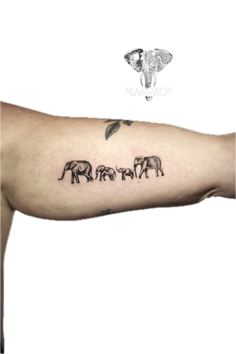 Black and Grey Elephant Tattoo Design