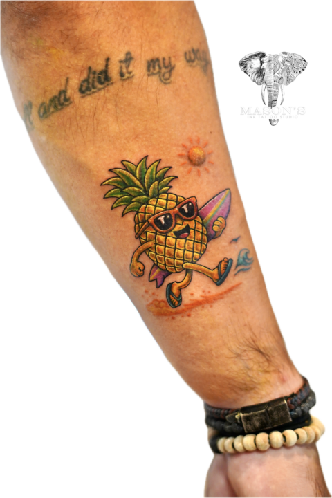 Color Pineapple Tattoo Design