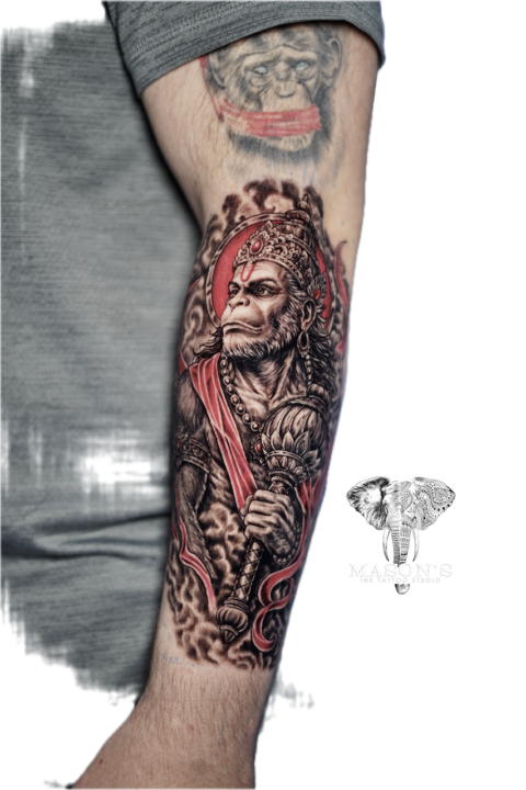 Color Realism Hanoman Mythology Tattoo Design