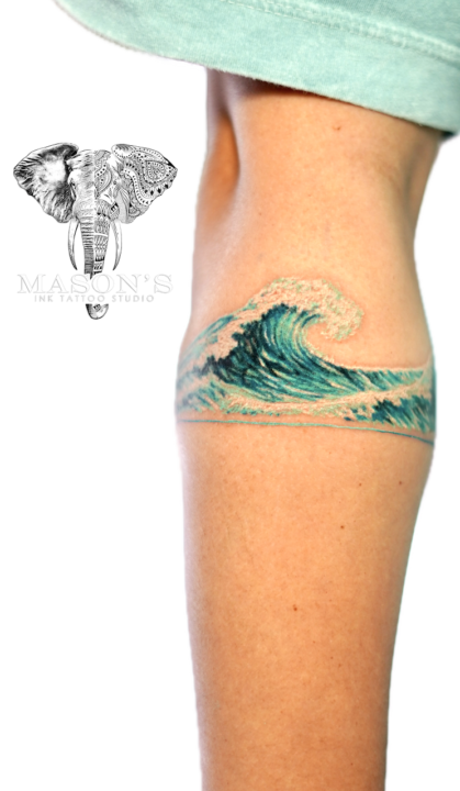 Color Realism Wave Armband Tattoo Design