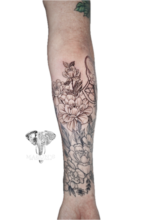 Fine Line Floral Flower Tattoo Design