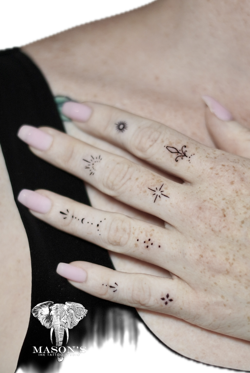 Fine Line Ornamental Sparkle Tattoo Design