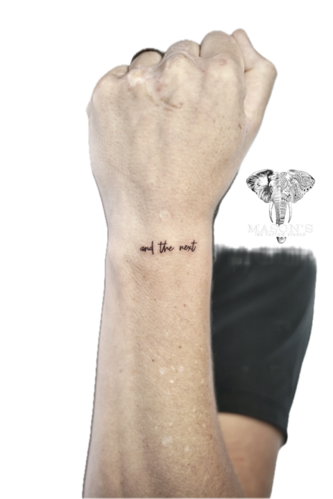 Fine Line Script Hand Tattoo Design