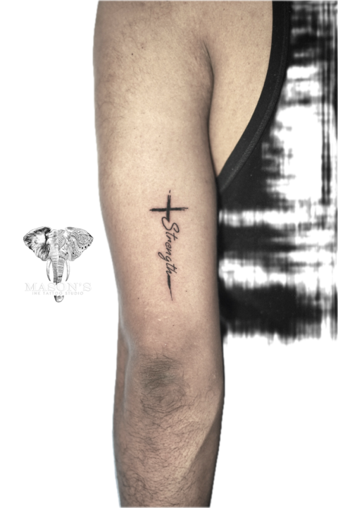 Line Work Scroll and Script Tattoo Design