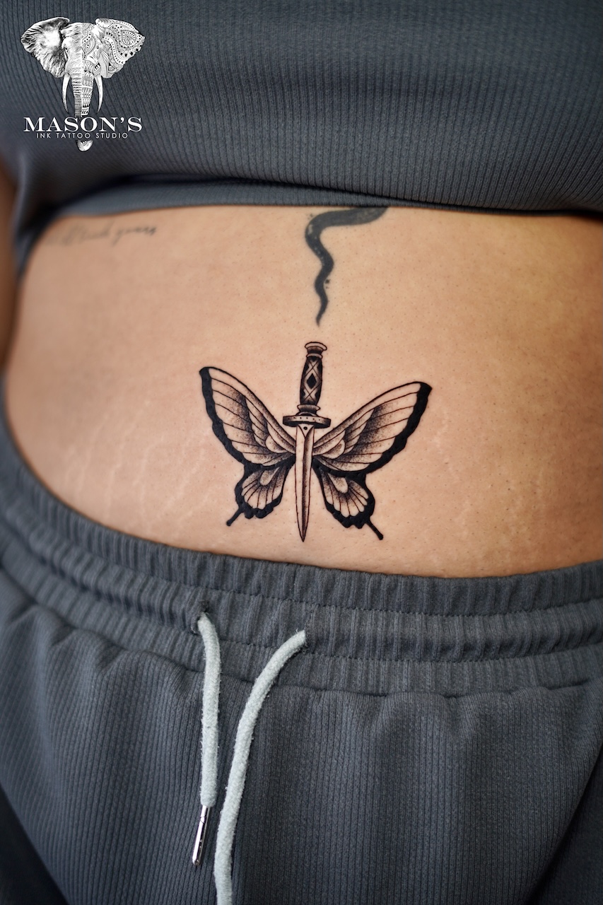 Old School Butterfly Tattoo Design