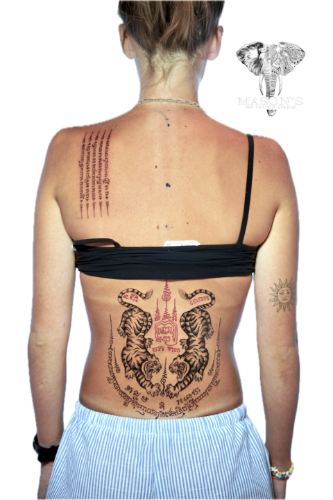 Sak Yant Tiger Script Tattoo Design