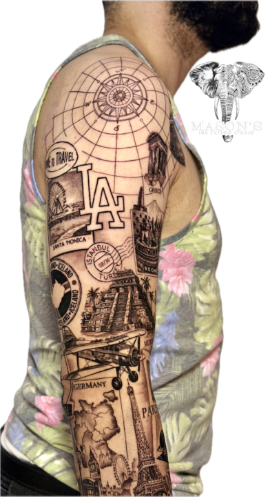 Adventure Around the World Tattoo Design