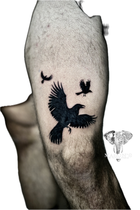 Black Work Bird Tattoo Design