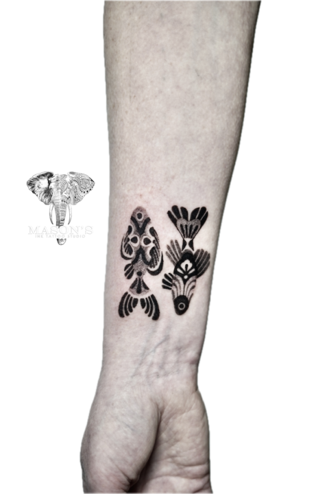Black Work Ornamental Fish Tattoo Design