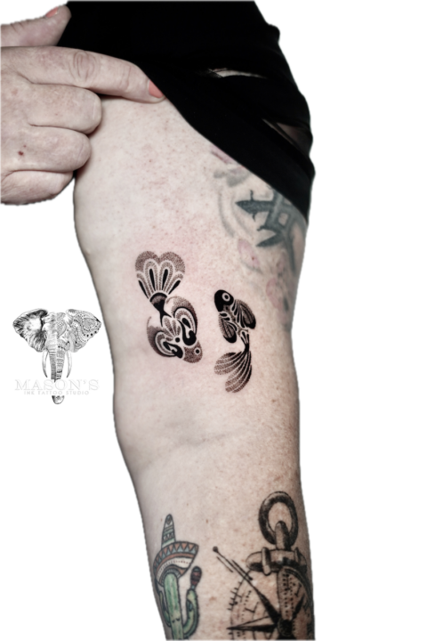 Blackwork Ornamental Fish Tattoo Design