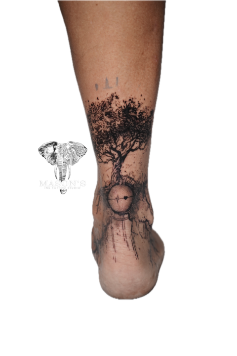 Blackwork Tree Silhouette Tattoo