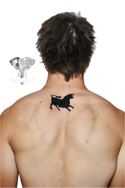 Bold Blackwork Bull Tattoo Design