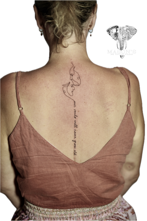 Fine Line Script and Outline Tattoo Design