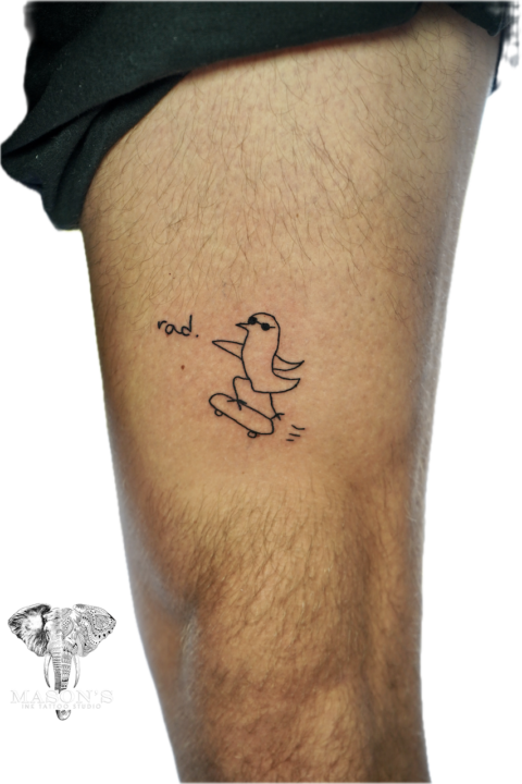 Fine Line Duck Tattoo Design