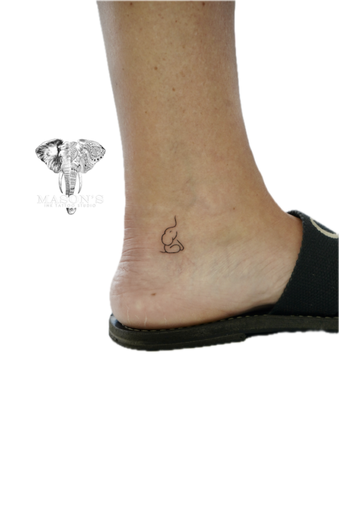 Fine Line Elephant Tattoo Design