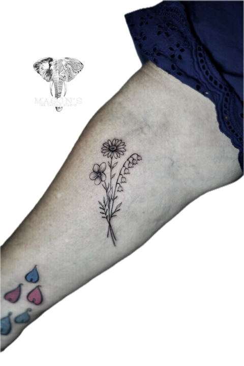 Fine Line Flower Tattoo