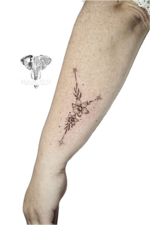 Fine Line Flower Tattoo Design