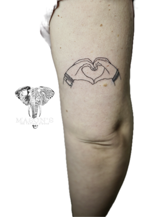 Fine Line Holding Hands Love Tattoo Design