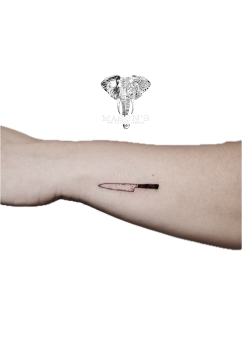 Fine Line Knife Tattoo Design
