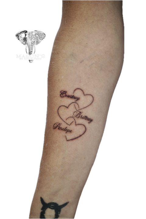 Fine Line Love and Name Tattoo Design