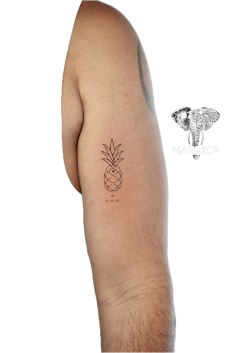 Fine Line Pineapple Tattoo Design