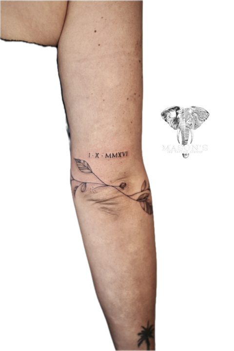 Fine Line Round Flower Tattoo Design