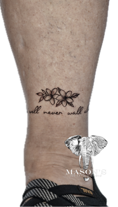Floral Fine Line & Script Tattoo