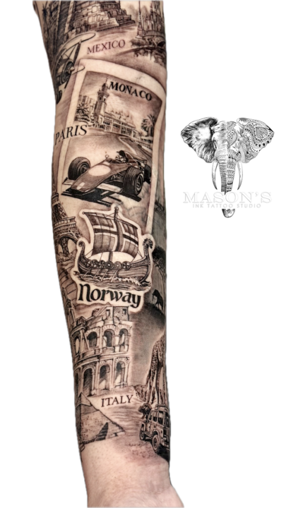 Global Journey Realism Tattoo Design