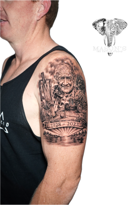 Grandfather Golf Realism Tattoo Design