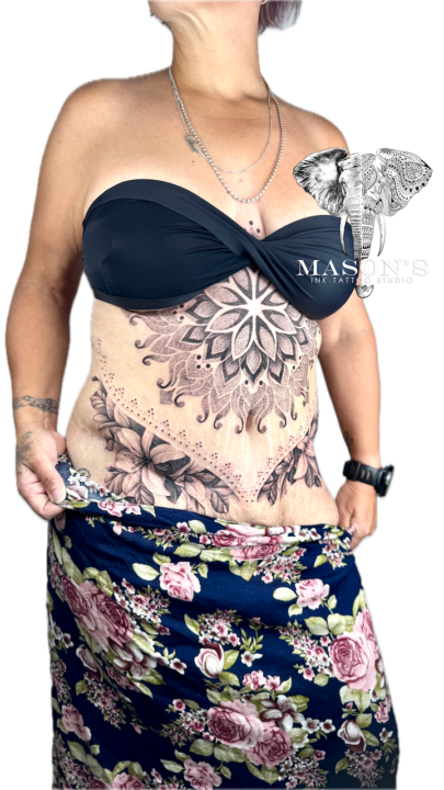 Mandala and Flower Tattoo by Mason’s Ink
